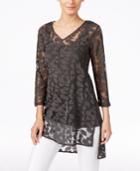 Alfani Burnout Floral-print Tunic, Only At Macy's