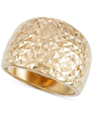Italian Gold Textured Statement Ring In 14k Gold
