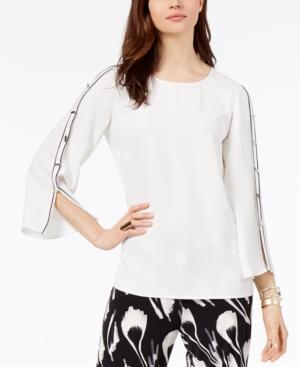 Alfani Crew-neck Hardware-embellished Top, Created For Macy's
