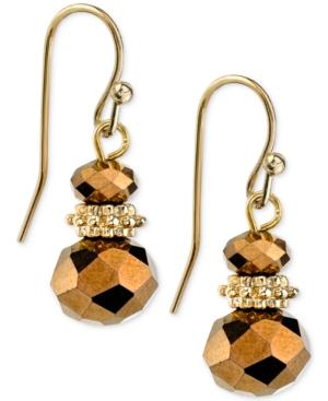 2028 Gold-tone Copper-color Bead Drop Earrings