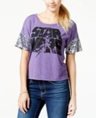 Juniors' Sequined Star Wars Logo Graphic T-shirt From Hybrid