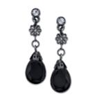 2028 Black-tone Black Crystal Briolette Drop Earrings
