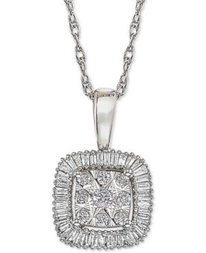 Diamond Framed Cluster Adjustable Pendant Necklace (1/3 Ct. T.w.) In 14k White Gold