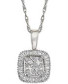 Diamond Framed Cluster Adjustable Pendant Necklace (1/3 Ct. T.w.) In 14k White Gold