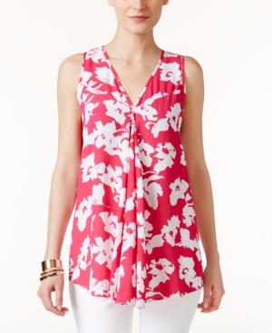 Alfani Floral-print Pleated Top, Only At Macy's