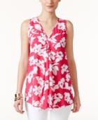 Alfani Floral-print Pleated Top, Only At Macy's