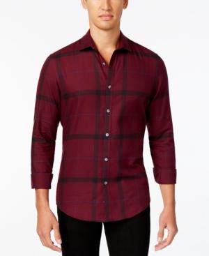 Alfani Brushed Slim Fit Plaid Shirt, Only At Macy's