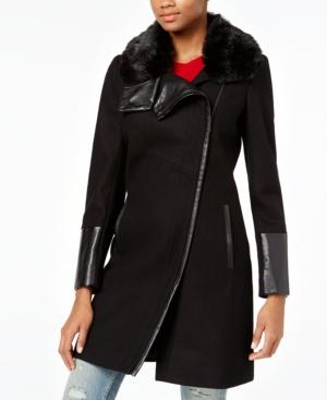 Rachel Rachel Roy Mixed-media Asymmetrical Walker Coat, Only At Macy's