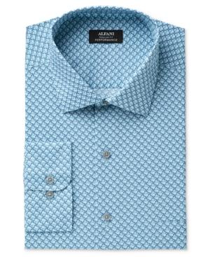 Alfani Men's Classic/regular Fit Performance Windmill Geometric Print Dress Shirt, Created For Macy's