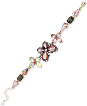 Betsey Johnson Two-tone Multi-stone Butterfly Bracelet