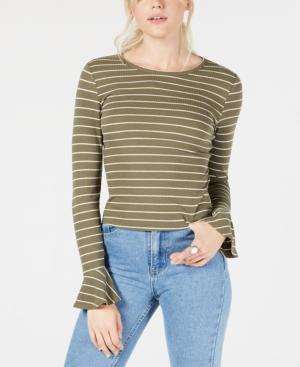 No Comment Juniors' Ribbed Bell-sleeve T-shirt