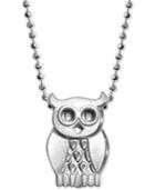 Alex Woo Owl Pendant Necklace In Sterling Silver