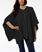 Dkny Ribbed-knit Zip Poncho, Created For Macy's