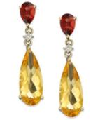 14k Gold Earrings, Citrine (5 Ct. T.w.), Garnet (1 Ct T.w.) And Diamond Accent Pear Drop Earrings