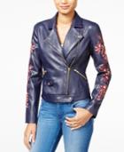 Guess Marvi Embroidered Faux-leather Moto Jacket