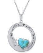 Turquoise Heart Moon Pendant Necklace (10mm) In Sterling Silver