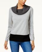Karen Scott Cowl-neck Colorblocked Sweater, Created For Macy's
