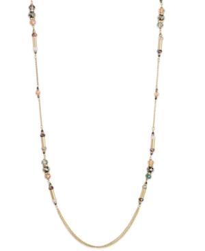 C.a.k.e. By Ali Khan Gold-tone Mauve And Metallic Beaded Long Length Necklace