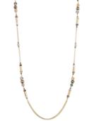 C.a.k.e. By Ali Khan Gold-tone Mauve And Metallic Beaded Long Length Necklace