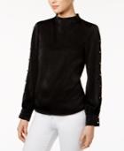 Bar Iii Mock-neck Button-detail Top, Created For Macy's