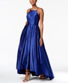 Betsy & Adam High-low Satin Gown