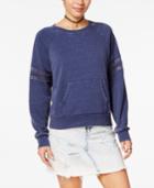 Hippie Rose Juniors' Mesh-trimmed Pullover Sweatshirt