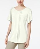 Charter Club Pleated Flutter-sleeve Top, Created For Macy's