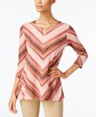 Jm Collection Striped Keyhole Top, Created For Macy's