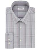 Calvin Klein Men's Classic/regular Fit Non-iron Performance Gray/red Check Dress Shirt