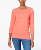 Karen Scott Textured Button-shoulder Sweater, Only At Macy's