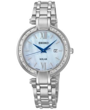 Seiko Women's Solar Diamond Accent Stainless Steel Bracelet Watch 30mm Sut181
