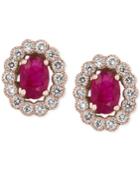 Amore By Effy Certified Ruby (1-9/10 Ct. T.w.) And Diamond (5/8 Ct. T.w.) Bezel Earrings In 14k Rose Gold, Created For Macy's