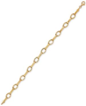 Oval Link Textured Bracelet In 10k Gold