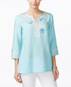 Charter Club Seashell Embroidered Linen Tunic, Only At Macy's