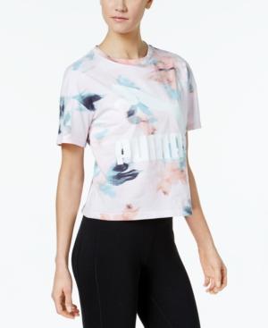 Puma Cotton Printed Logo Cropped T-shirt
