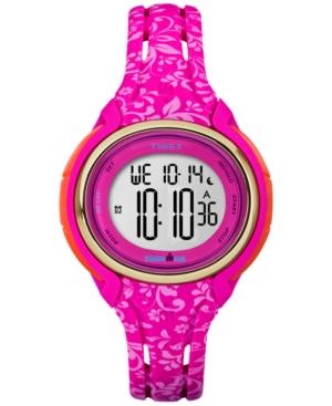 Timex Women's Digital Pink Floral Silicone Strap Watch 56mm Tw5m03000jt