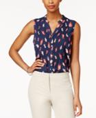 Charter Club Petite Butterfly-print Sleeveless Shirt, Only At Macy's