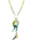 Kh Studio Gold-tone Feather And Bead Pendant Necklace