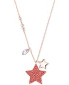 Swarovski Rose Gold-tone Red Crystal Star Pendant Necklace, 14 + 2 Extender, Created For Macy's
