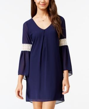 Bcx Juniors' Lace-trim Bell-sleeve Shift Dress