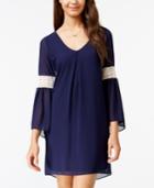 Bcx Juniors' Lace-trim Bell-sleeve Shift Dress