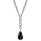 2028 Silver-tone Black Pearshape Briolette Y-necklace 16adjustable