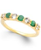 Victoria Townsend Emerald (1/3 Ct. T.w.) And White Topaz (3/8 Ct. T.w.) Ring In 18k Gold Over Sterling Silver