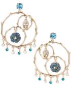 Betsey Johnson Rose Gold-tone And Crystal Gypsy Hoop Earrings