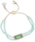 Lonna & Lilly Gold-tone Aqua Beaded Slider Bracelet