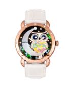 Bertha Quartz Ashley Collection Rose Gold And White Leather Watch 38mm
