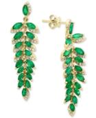 Effy Emerald (4-1/3 Ct. T.w.) & Diamond (1/4 Ct. T.w.) Drop Earrings In 14k Gold