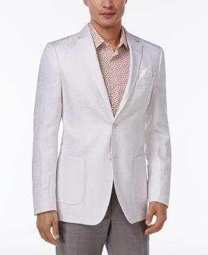 Tallia Men's Slim-fit White Tonal Geo Sport Coat