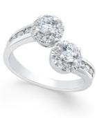 Diamond Two-stone Engagement Ring (1 Ct. T.w.) In 14k White Gold