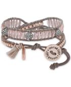Lonna & Lilly Crystal & Bead Brown Leather Wrap Bracelet